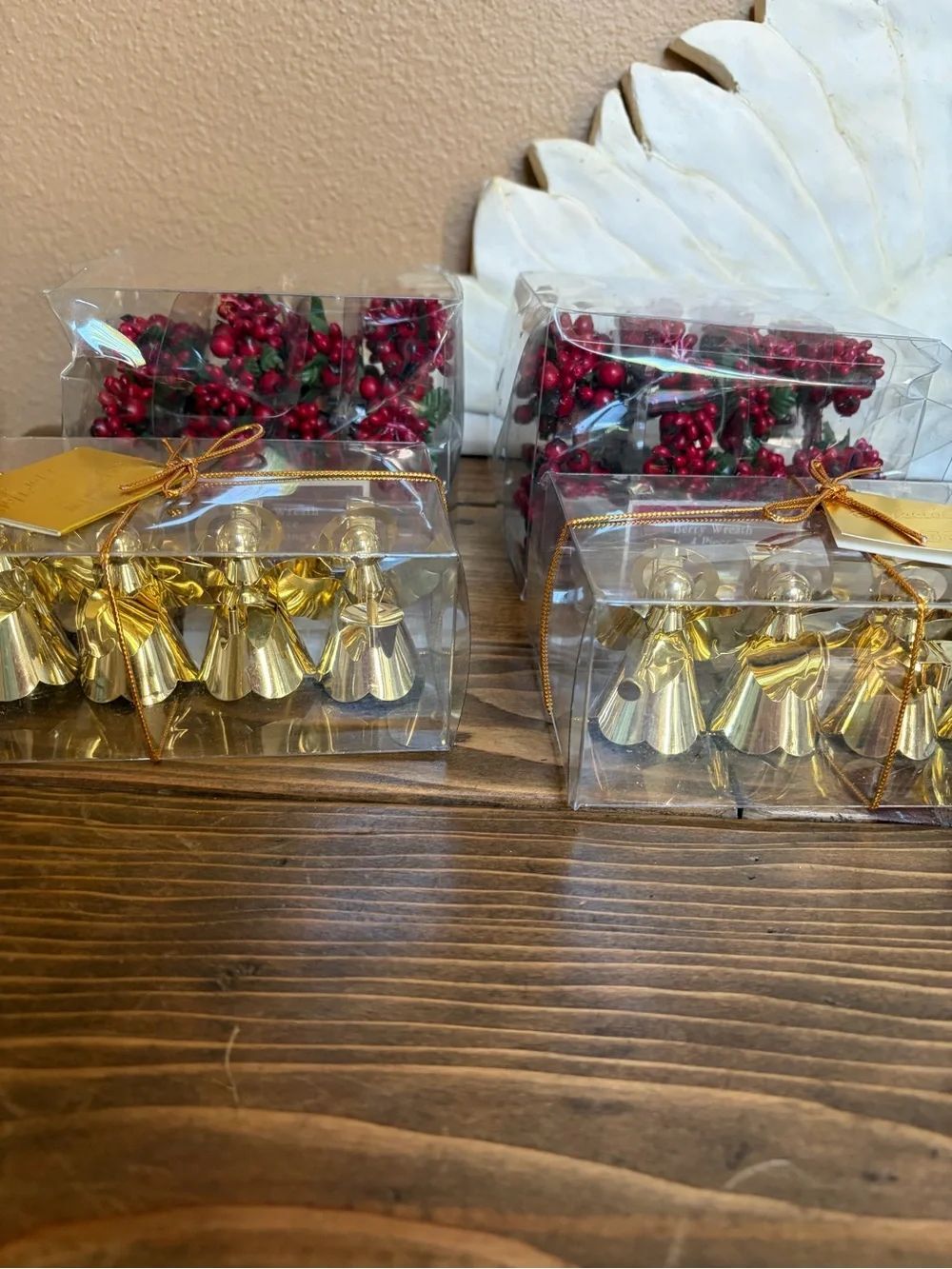 Gold Angel Napkin Rings and Christmas Berry Wreath Napkin Rings NEW